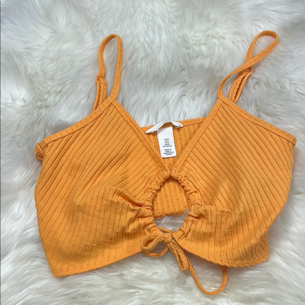 H&M Orange Ribbed Crop Top Size Medium